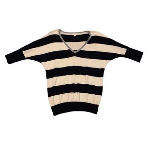 GAP Navy Blue & Cream V-Neck Striped Sweater!